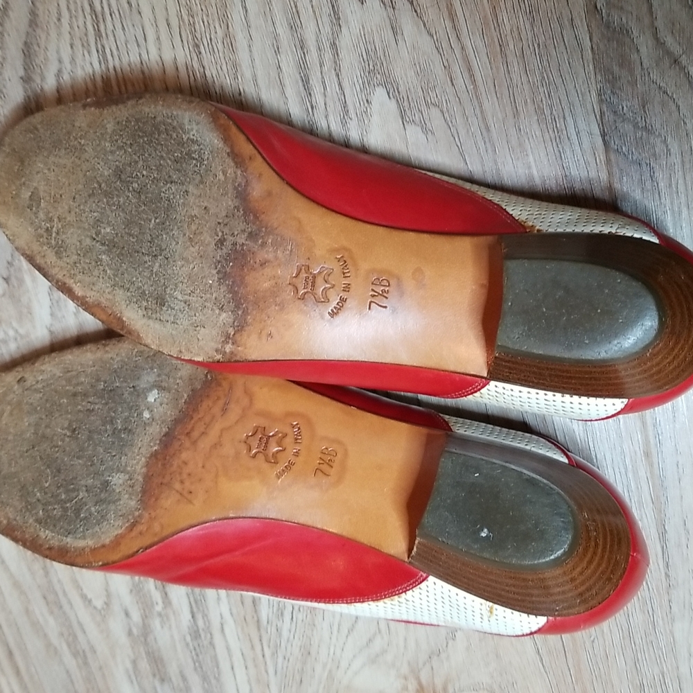 Vintage Amalfi Womens Red White Almond Toe Low Heel Loafers Flats Size 7… - Picture 11 of 14